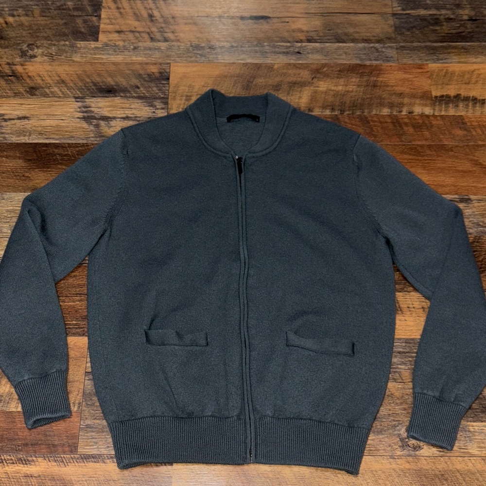 Greyson Men's Charcoal‎ Zip-Up Sweater Sagaponack Wool Zip Sweater